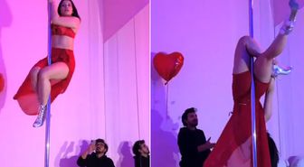 Direk dansı yapan kadını eşi videoya aldı