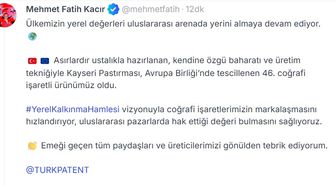 Bakan Kacır: Kayseri pastırması, tescilli 46'ncı ürün oldu