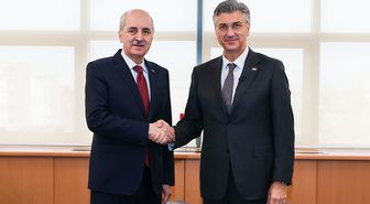 TBMM Başkanı Kurtulmuş, Hırvatistan Başbakanı Plenkovic ile bir araya geldi