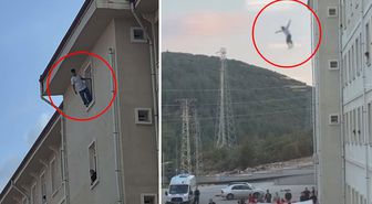 Yurdun camına çıktı, kendini bir anda boşluğa bıraktı