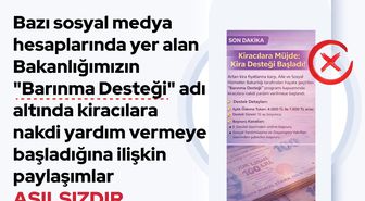 Aile ve Sosyal Hizmetler Bakanlığı'ndan Asılsız Barınma Desteği Paylaşımlarına İlişkin Açıklama