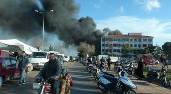 Kilis'te STK'ya ait prefabrikte yangın