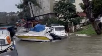 Beykoz'da yağış etkili oldu; sürücüler ilerlemekte güçlük çekti, tekneler sürüklendi