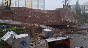 Maltepe'de ortaokulun istinat duvarı çöktü - 1