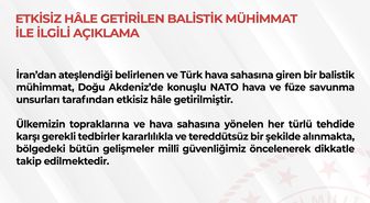 MSB: İran'dan ateşlenen balistik mühimmat etkisiz hale getirildi
