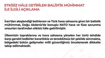 MSB: 'Türk hava sahasına giren balistik füze imha edildi'