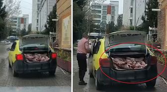Akılalmaz görüntü! Taksi bagajında kilolarca et sevkiyatı