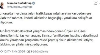 TBMM BAŞKANI KURTULMUŞ'TAN TAZİYE MESAJI
