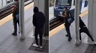 Metro istasyonunda dehşet! Bir anda raylara doğru itti