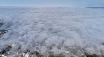 Samsun'da Karadeniz'in üzerini kaplayan 'sis denizi' dronla görüntülendi