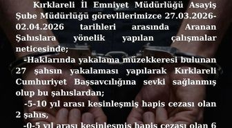 Kırklareli'nde aranan 8 kişi yakalandı