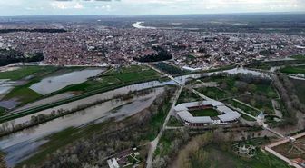 Tunca Nehri taştı, Sarayiçi havadan görüntülendi