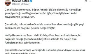 RTÜK Başkanı Daniş, Süper Amatör Lig'de şampiyon olan Çanakkalespor'u kutladı