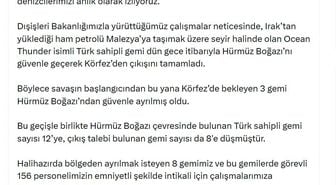 Türk sahipli gemi Hürmüz Boğazı'nı güvenle geçti