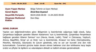 Zirai don uyarısı: Orta Karadeniz için kritik günler