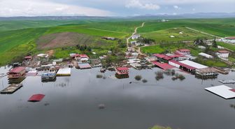 Ambar Barajı dolunca su altında kalan havzadaki yapılar dronla görüntülendi