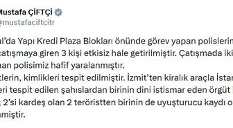 Bakan Çiftçi: Polislerimizle silahlı çatışmaya giren 3 kişi etkisiz hale getirildi