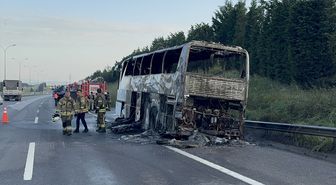 TEM Otoyolu'nda otobüste çıkan yangın söndürüldü