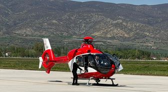 Tokat'ta ambulans helikopter böbrek hastası için havalandı