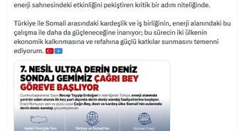 Türkiye'nin deniz sondaj gemisi 'Çağrı Bey' Somali'ye ulaştı
