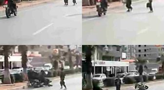 Motosiklet yayaya çarptı, o anlar araç kamerasına yansıdı: 2 yaralı