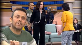 Canlı yayında şiddet krizi! Eşinden dayak yediğini söyleyen Hasan kaçacak yer aradı