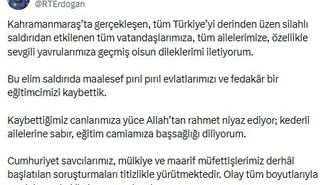 Cumhurbaşkanı Erdoğan: Eğitim camiamıza başsağlığı diliyorum
