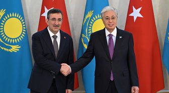 Cumhurbaşkanı Yardımcısı Yılmaz, Kazakistan Cumhurbaşkanı Tokayev ile bir araya geldi