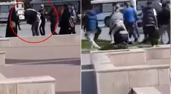 Yolda yürüyen kadın çığlık atınca kalabalık meydan dayağı attı