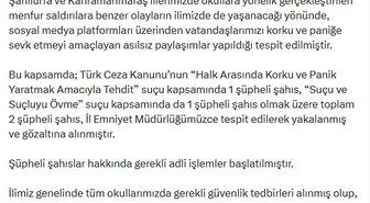 Denizli'de okul saldırılarıyla ilgili yanıltıcı paylaşımlar yapan 2 şüpheli gözaltına alındı