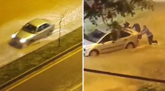 Adana'da şiddetli yağmur cadde ve sokakları göle çevirdi