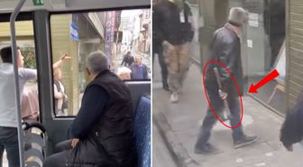 Elinde balta, ağzında küfür! Yolcu otobüsüne tehditler savurdu