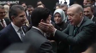 Cumhurbaşkanı Erdoğan ile IKBY Başkanı Barzani arasında sıcak görüntüler