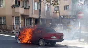 Çorlu'da Otomobil Alev Aldı