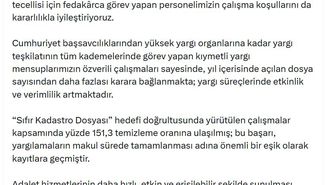 Adalet Bakanı Gürlek: Yargı süreçlerinde etkinlik ve verimlilik artıyor