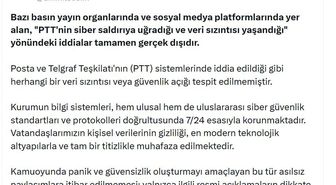 DMM: PTT sistemlerinde herhangi bir veri sızıntısı tespit edilmedi