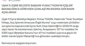 Eşme Belediye Başkanı Tozan görevden uzaklaştırıldı