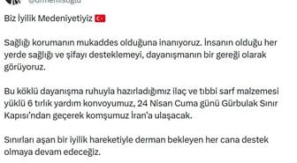 Türkiye'den İran'a 6 TIR ilaç ve tıbbi malzeme yardımı