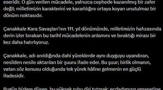 Burhanettin Duran'dan Çanakkale Kara Savaşları'nın 111'inci yıl dönümü mesajı