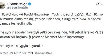MHP'li Yalçın: Gaziantep ve Bingöl il teşkilatları feshedildi