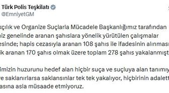 EGM: Aranan 278 kişi yakalandı