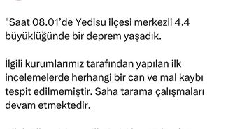 Bingöl Valiliği: 'Saha tarama çalışmaları devam etmektedir'