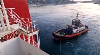 Sarıyer'de yalıya metreler kala karaya oturan konteyner gemisi yüzdürüldü