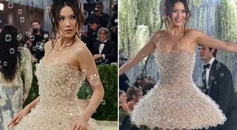 Baloncuk üfleyen elbise şaşkına çevirdi! Met Gala için 2 bin 550 saatte hazırlandı, tam 30 kilo