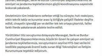 Bakan Gürlek: Kübra Yapıcı'nın katil zanlıları yakalandı