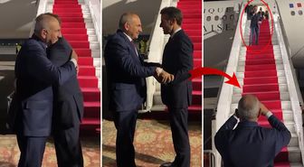 Macron ile Paşinyan birbirine zor veda etti! Defalarca sarıldılar, kalp yapıp öpücük yolladılar