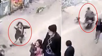 Gaziantep'te motorcunun çarptığı küçük çocuk metrelerce savruldu