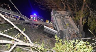 Sivas'ta otomobil yol kenarındaki ağaca çarpıp devrildi: 1 ölü, 4 yaralı