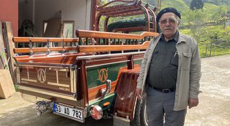 Kündekari ustasından, hurda arazi araca ahşap dokunuş
