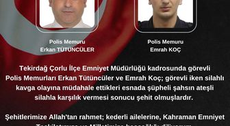 Çorlu'da İki Polis Memuru Şehit Oldu: Bakanlardan Taziye Mesajı